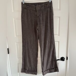 Banana Republic Martin Fit Linen Blend Pants Slacks Cuffed Hem Brown Size 8
